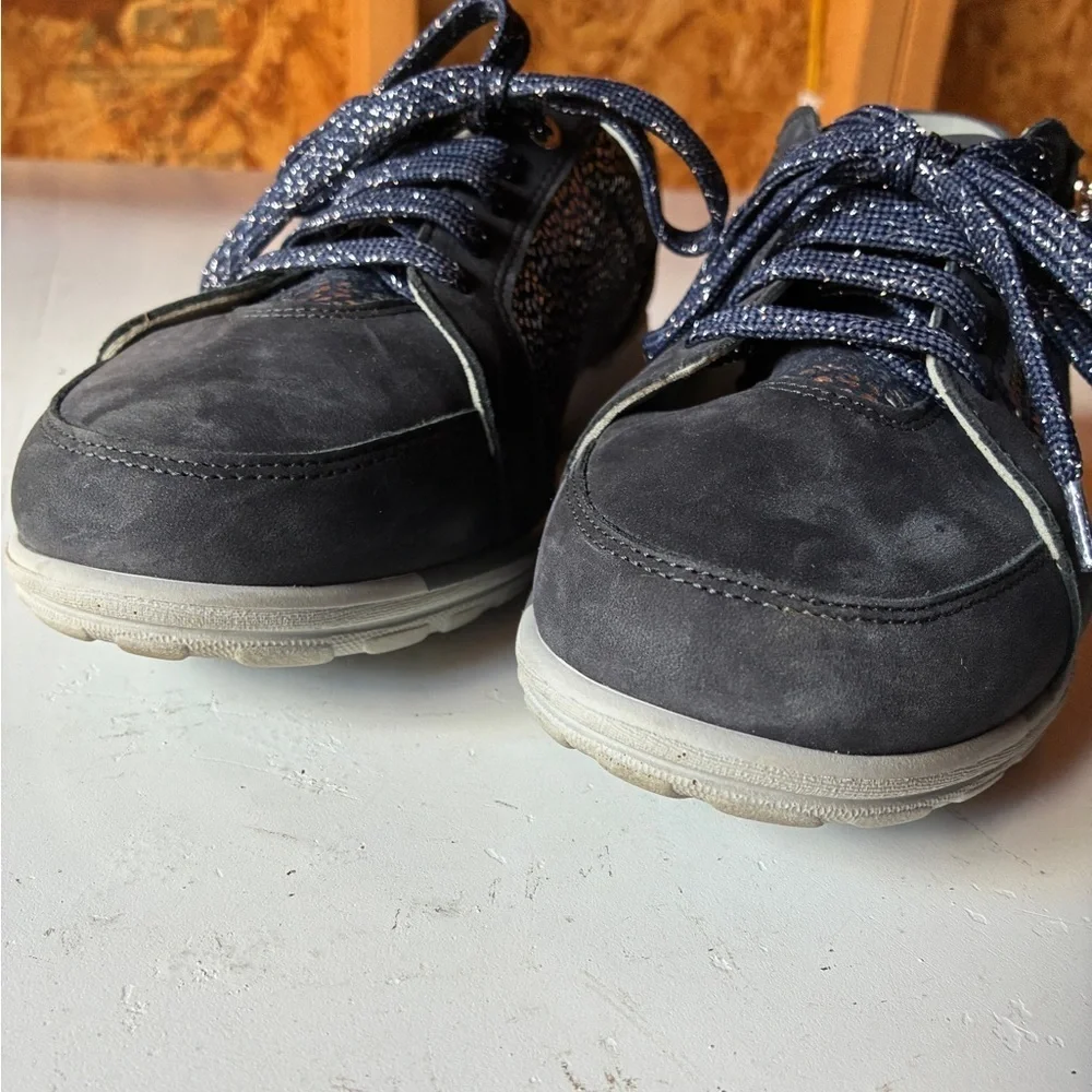 Cosyfeet Tango, Size 8, Extra Roomy Shoes, Navy Leather, Made For Wide Feet